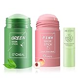 Green Stick 2 Stück Green Mask Stick Green Stick Mitesser Honigpfirsich Greenstick Mask Stick Green-Stick Grüntee Maske Mitesser Green Tea Deep Cleansing Blackhead mit 1 Kühle Feuchtigkeitscreme