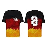 Deutschland Flagge Germany Fußball Trikot Nationalmannschaft Fanartikel T-Shirts für Herren Kurzarm Rundhals Sommer Fussball EM 2024 Dfb Trikot XXL Deutschland-Fanartikel