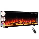 KAMINIO Elektrokamin LEA - Elektrischer 3-in-1 Kamin mit Panoramaview, Heizung, 3D-Flammeneffekt, 12 Flammenfarben, Fernbedienung (42 Zoll)