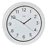 TFA Dostmann Außen Wanduhr wasserdicht, 60.3078, Outdoor Uhr, UV beständig, Quarzuhr ohne Funk, für Schwimmbad, Terrasse, Garten, Balkon, 30,5cm Durchmesser, gut ablesbar, weiß