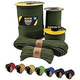 EdcX Paracord 4 mm, 35+ Volltonfarben (10 m, 15 m, 30 m, 50 m, 100 m, 300 m) | Ideal zum Basteln, Camping, Outdoor | 100% Nylonseil 4 mm| Taktische Schnur 550 Typ III (Moss, 10 m)
