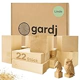 Lindenholz zum Schnitzen – 16 Stück Schnitzholz Rohlinge Set für Anfänger & Kinder – Weiche Holzblöcke in 3 Größen – Holz zum Basteln, DIY, Figuren & Holzschnitzen