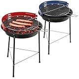 com-four® 2x BBQ Grill - Dreibein mit höhenverstellbarem Grillrost und Windschutz - runder Standgrill aus Metall für Balkon, Terrasse, Garten - Holzkohle-Tischgrill [Auswahl variiert] (2 Stück)