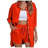 Shirt and Shorts Women's Two-Piece Summer Muslin Blouse Casual Loungewear travel Outfit Damen Sport Oberteile Damen Netz Oberteil Damen Festival Damen Oberteil Sommer Sommer Tshirt Damen