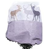 AFP Winterschutz Vlieshaube Hirsche, beige, 110 x 110cm, 50g/qm Kübelpflanzensack Gartenvlies atmungsaktiv, Bedruckt/Frostschutz Pflanzen/Gartendeko/Kordel / 2 Jutesäckchen gratis