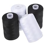 WEKAMOS 4 Rollen Teiliges Nähgarn Set aus Hochwertigem Polyester Yards pro Weiß und Schwarz Feines Handnähgarn für Anfänger und Profis Praktisches Nähzubehör für Schnelle Reparaturen und