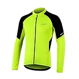 BERGRISAR Herren Radtrikot Fahrradtrikot Langarm, Atmungsaktive Leicht Fahrradbekleidung mit Reißverschluss Taschen BG012 - Grün - X-Groß