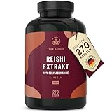 Reishi Pilz-Extrakt - 270 Kapseln (650mg) - Hochdosiert: 1950mg pro Tag - 40% Polysaccharide - 3 Monate Vorrat - Ganoderma Lucidum - Vegan, ohne Zusatzstoffe - Deutsche Produktion - TRUE NATURE®