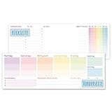 paper&you® Wochenplaner ohne festes Datum 'Rainbow' 50 Blatt - Tischkalender Block quer undatiert inkl. Terminplaner, Habit-Tracker, To-Do-Liste, Einkaufsliste, Notizen - nachhaltig & klimafreundlich