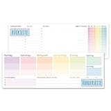 paper&you® Wochenplaner ohne festes Datum [Rainbow] 50 Blatt | Tischkalender Block quer undatiert inkl. Terminplaner, Habit-Tracker, To-Do-Liste, Einkaufsliste, Notizen | klimafreundlich & nachhaltig