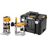 DEWALT 18V Akku-Kombifräse (einsetzbar als Ober- oder Kantenfräse, bürstenloser Motor, 6-8 mm Werkzeugaufnahme, max. Fräs-ø: 36 mm, Fräskorbhub: 55 mm, Lieferung ohne Akku & Ladegerät), DCW604NT-XJ