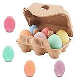 6 Stück Straßenkreide,Tafelkreide Bunt Eiförmige Kreide Set mit Eierkarton,Straßenkreide 6 Farben in Eierform,Staubarm & Leicht Abwischbar,Ostern Straßenmalkreide für Kunstspiele Malen Schreiben