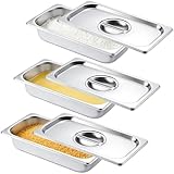 IIRC Panierschalen Set 3-Teilig, 32,5 x 17,5 x 6,5 cm Edelstahl Schale, Panierset für Gebratenes, Fisch, Fleisch, Gemüse (3-Teilig Panierschalen mit Deckel)