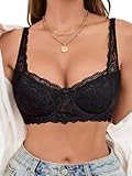 Avidlove Damen Dirndl BH Spitze Bügel Bra Sexy Balconette BHS Komfort Klassische Bra Ungepolstert Halbschale Bralette Transparent Unterwäsche Schwarz XL