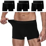 YouShow Boxershorts Herren Schwarz 6 Pack Baumwolle Unterhosen Männer Ohne Kratzenden Zettel Retroshorts Unterwäsche Boxer L