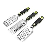IWOWHERO 3 Stück Teiliges Grobes Edelstahl reibe set mit Kunststoffgriff Vielseitig für Kartoffeln Käse Gemüse und Obst Komfortabel Einfach zu Reinigen für Haushalt und Küche