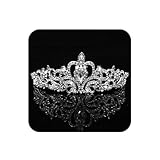 Tiara Kristallkrone mit Strasskamm Silber Strass Tiara Hochzeit Tiara Hochzeit Braut Strass Krone für Geburtstags Hochzeit Abschlussball Prinzessinnenpartys (Silver A)