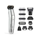 BaByliss Men 11-in-1 Titanium Multi-Grooming Kit Wasserdicht Köperhaartrimmer, Barttrimmer, Nasenhaartrimmer, Augenbrauen, Detailtrimmer und Multifunktionstrimmer, inkl. Tasche, Silber Schwarz MT861E