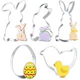 Osterhasen Ausstecher,5 Stück Hasen Ausstechformen Ostern Keksausstecher Hase Osterausstecher Hasenform Edelstahl Plätzchenausstecher Ostern Backform für Backen Kinder Oster Küken Ostereier