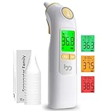 Ohrthermometer, Fieberthermometer Ohr für Baby Erwachsene, digitales Infrarot-Thermometer mit 24 Einweg-Schutzkappen, hygienisch und genau, gelb