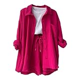 Two-Piece Women's Shirt and Shorts Summer Muslin Blouse Elegant Beach Holiday Lounge top Damen Sommer kurz sexy Outfit für Damen Party Yoga Outfit Strick top Damen sportset