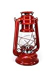 Campfrei Petroleumlampe 24 cm, 4 Farben, Rot, Pulverbeschichtet, Glas, Sturmlaterne, Camping