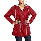 Qzeanxy Regenjacke Damen Einfarbig Wasserdichte Softshelljacke - Gefüttert Fahrrad Mit Kapuze Leicht Outdoor Jacke Fahrradjacke Frühling Outdoorjacke Funktionsjacke Sommerjacke Regenjacken