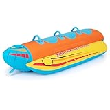 GOPLUS Bananenboot, Towable für 1-3 Personen, Funtube aufblasbar für Boot, Schlauchboot Formula Tube für Bootfahren Wassersport, mit kompletter Nylon-Abdeckung, Eva-Pads, bis 231kg belastba