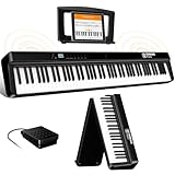 TERENCE E Piano 88 Tasten Faltbares Digital Piano mit 2000mAh Batterie unterstützung MIDI-USB Audio-Bluetooth mit 2x25W Lautsprecher Sustain Pedal Notenständer Aufkleber Audiokabel Kopfhörer