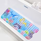 Badewannenmatte Kind 100x40cm Antirutschmatte Badewanne Muster mit 200 Saugnapf Ozeanmotiven PVC Rutschmatte Badewanne Geeignet für Badezimmer Küche Fliesen Dusche