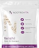 Reishi Pilz Extrakt 180 Kapseln - 2100mg pro Portion (Entspricht 31.500mg Reishi) - 30 Polysacchariden - Hochdosiert | Vegan, Allergen und Gluten Frei Vitalpilz | Nootrovita