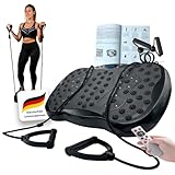 W.1.0 Vibrationsplatte 4D PRO – Vibrationsboard für Muskelaufbau, Abnehmen & Ganzkörpertraining | 120 Stufen | leiser Motor | 150 kg | Rüttelplatte mit Fernbedienung & Bändern | Fitnessgerät Zuhause