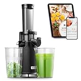 Entsafter AOBOSI-Mini slow juicer mit Rückwärts-Kau-Funktion-saftpresse elektrisch mit Bürste und 2 Tassen- Multifunktions obstpresse-elektrische Fruchtpresse-Upgrade(Schwarz, 45MM)
