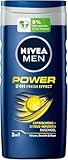 NIVEA MEN Power Duschgel (250 ml), pH-hautneutral Pflegedusche mit vitalisierendem Duft, kühlendes Duschgel für Männer mit Menthol für Körper, Gesicht und Haar