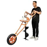 Treeisland 63 CC Benzin Erdbohrer, 2-Takt Erdlochbohr Erdbohrgerät mit Schubkarre, Erdlochausheber Pfahlbohrer für Bauernhöfen und Gärten