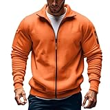 Herren-Strickjacke mit Reißverschluss und Taschen, Herren-Sweatshirt, ohne Kapuze, leicht, Outdoor, Laufen, Sweatshirt, vielseitig, einfarbig, große Größe, lässig, durchgehender Reißverschluss
