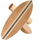 Holz Balance Board mit Rolle & Halbkugel - Balancierbrett für Gleichgewichtstraining - Erwachsene - Inkl. Trainingsball & Anleitung - Verbessert Koordination & Muskelkraft (Schwarzer Kaffee)