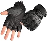 COZOME Motorradhandschuhe Fingerlos Herren, Halbfinger Handschuhe Motorrad Sommer, Knöchelschutz Kurzfinger Handschuhe für Skate Motorroller Fahrrad Motocross Chopper (Schwarz,L)