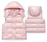 SEAUR Kinder Kapuzen Weste Winter Daunenweste Jungen Mädchen Outdoor Winddicht Leicht Pufferweste mit Kapuze Rosa - 160(8-9 Jahre