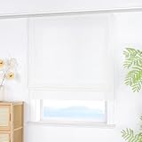 ESLIR Raffrollo mit Klettband Blickdicht Raffgardinen Uni Gardinen Küche Wohnzimmer mit Klettschiene Bändchenrollo für Fenster ohne Bohren Weiß BxH 140x140 cm 1 Stück