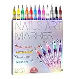 12 Farben Nail Art Stifte Set, Nail Art Marker für Gelnägel, Nagellack Stift Set, Nagellackstifte für Nägel, Schnelltrocknender DlY Acrylfarbstift, fur Dly Kunst Zeichenmalwerkzeuge (1 Set)