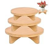 Moderner Pflanzenständer – kleines Pflanzgefäß-Tablett, runde Holzerhöhung | Holzhocker, Ausstellungsständer, dekorativer Pflanzenhalter für drinnen und draußen, attraktives Topfpflanzenregal für