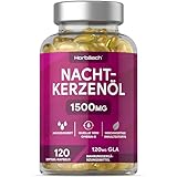 Nachtkerzenöl Kapseln Hochdosiert 1500mg | 120 Evening Primrose Oil Softgel Capsules | mit Omega 6 und GLA | By Horbaach