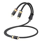 DREEK HiFi-Audiokabel für Subwoofer, Y-Splitter auf Stecker, 6N OCC, für CD, Smartphone, Verstärker und Lautsprecher, 0,75 m