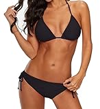 Durio Bikini Damen Push up Sexy 2tlg Bikini Damen Set mit Triangel Bikinihose Breit von Körpchen Verstellbar Schwarz EU 36 (Herstellergröße S)
