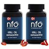 NFO OMEGA 3 KRILL OIL Astaxanthin 2er Pack [2x60=120 Softgel Fischhaut Gelatine Kapseln] Hergestellt in Norwegen Krillöl Omega 3 Kapseln hochdosiert, Fischöl, EPA & DHA, Astaxanthin & Phospholipide