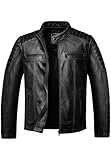 Amaci&Sons Herren Echtleder Jacke Biker Zipper Lederjacke 9104 Schwarz XL