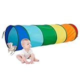Kinder Spielen Tunnel Zelt,Bunte Pop-up-Kriechtunnel Spielzeug,1,8m Kriechen Durch Baby Ball Pit Pop-up,Polyester Krabbeltunnel für Jungen und Mädchen 1-3 Jahre alt Hinterhof Playset