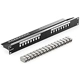 deleyCON 16 Port Patchpanel Set Patchfeld Modular 1 HE 19' Zoll Rackeinbau + 16x RJ45 Keystone Module CAT6a Kompatibel mit CAT5 CAT6 CAT7 LAN Netzwerkkabel Verlegekabel Schwarz