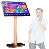 QXIWAOE Karaoke-Maschine, 22-Zoll-Karaoke-Ausrüstung, hochauflösender kapazitiver 4K-Touchscreen, 27 Sprachen, KTV-Karaoke-Player für Bar-Home-Party,Black-2TB